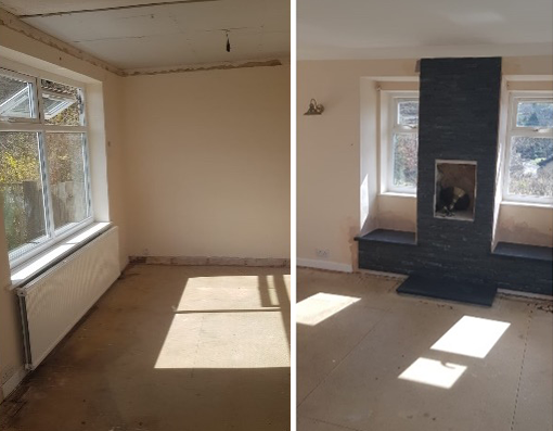 Living room with contaminated items fully removed